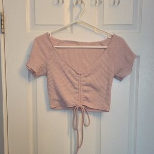 Women's Ribbed Pink Crop Top